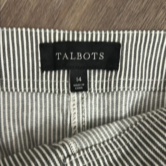 Talbots Women’s Gray White Striped Nautical Summer Classic Basic Skirt Size 14 - Picture 2 of 8